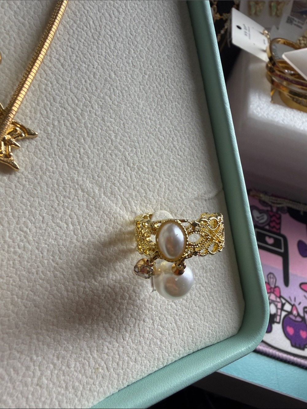 Gold-Tone Beach Charm Necklace & Bracelet Set with Blue Accents - Picture 5 of 9